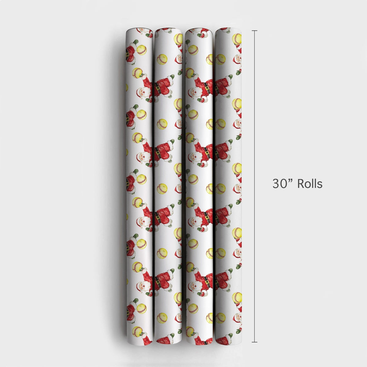 Sports Santa Holiday Gift Wrap Roll, Pitching Santa Softball Christmas Wrapping Paper, Fastpitch Present Paper, Athlete Gift 