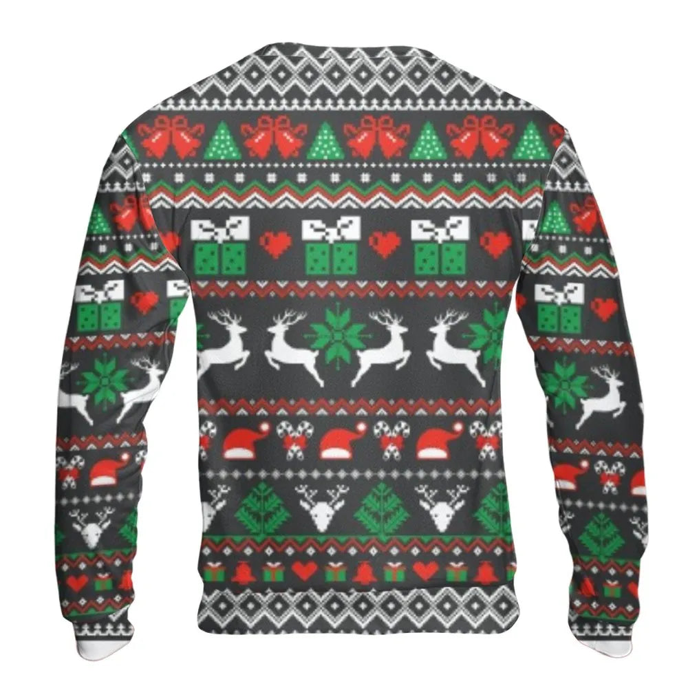 Weightlifting Ugly Sweater, Buff Reindeer Christmas Sweatshirt, Humorous Fitness Holiday Sweatshirt, Bodybuilder Xmas Pullove