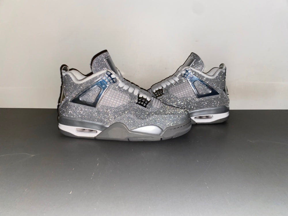 Retro Mid Top Sneakers, Silver Colorway, Metallic Finish, Lace Up Design, Casual Gift for Sneaker Fans