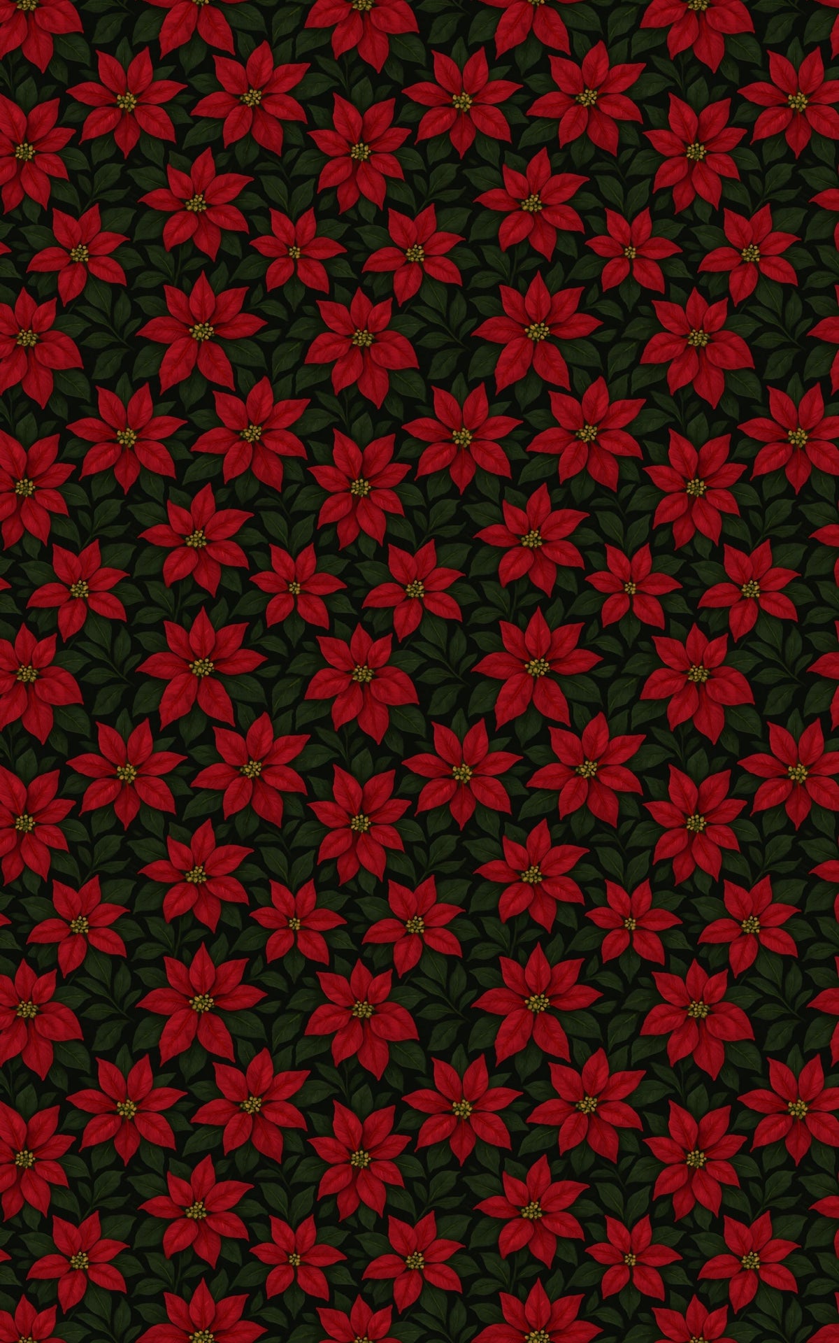 Floral Holiday Gift Wrap Roll, Poinsettia Christmas Wrapping Paper, Vintage Botanical Present Wrap, Winter Seasonal Wrapping 