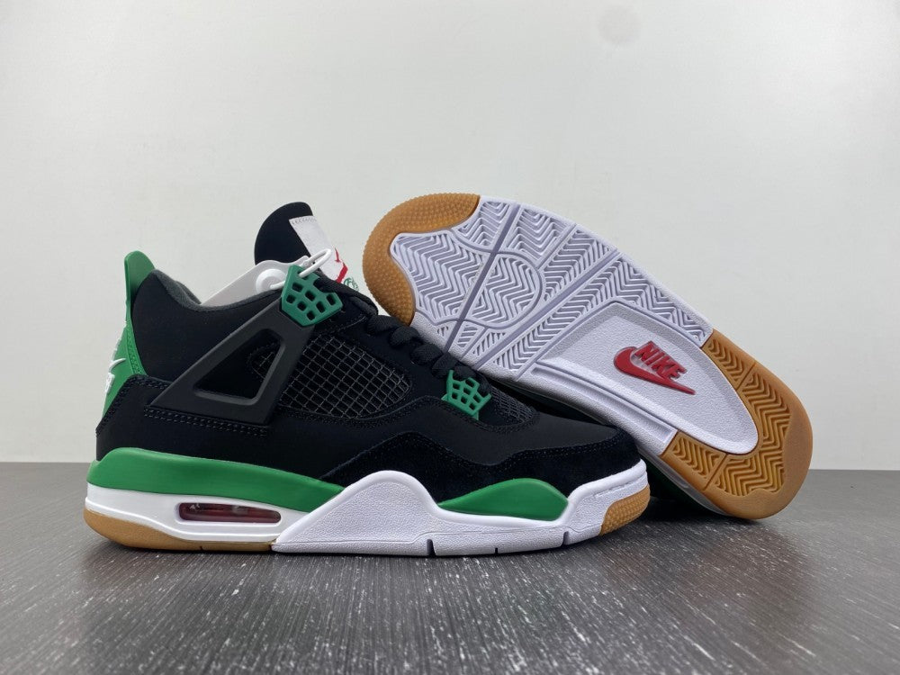 Sneakers, Black Green Colorway, Leather Footwear, Lace Up Design, Casual Gift for Sneaker Fans