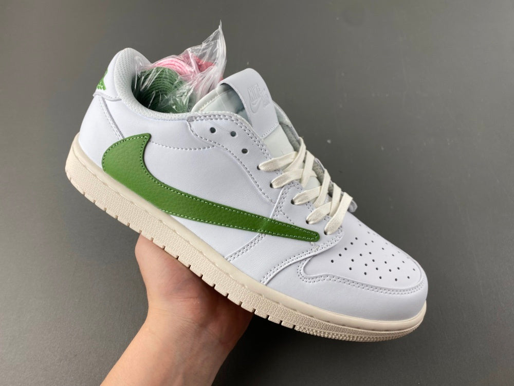 Low Top Sneakers, White Green Colorway, Reverse Hook Design, Lace Up Design, Casual Gift for Sneaker Fans