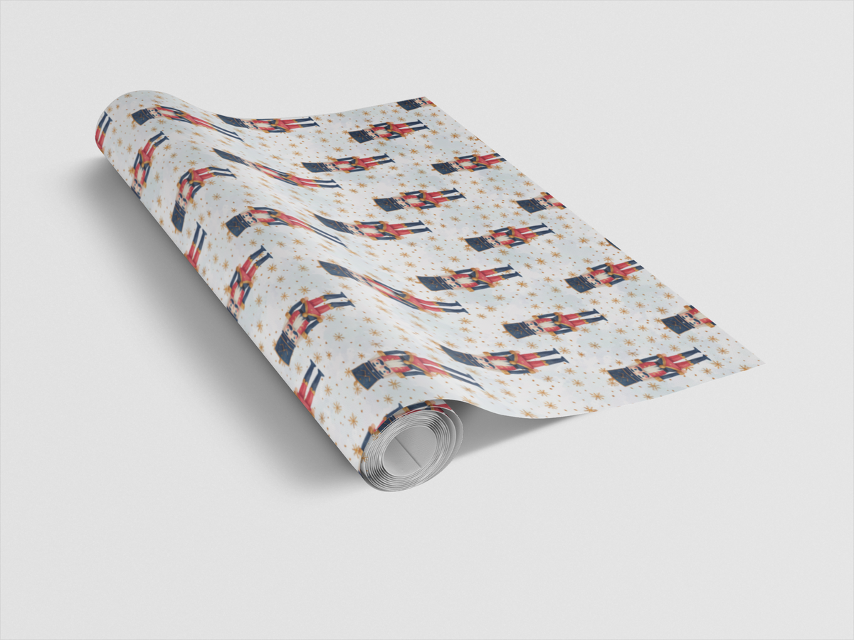 Traditional Holiday Toy Soldier Gift Wrap, Nutcracker Ballet Wrapping Paper, Midnight Blue Christmas Wrapping Paper, Xmas Gif