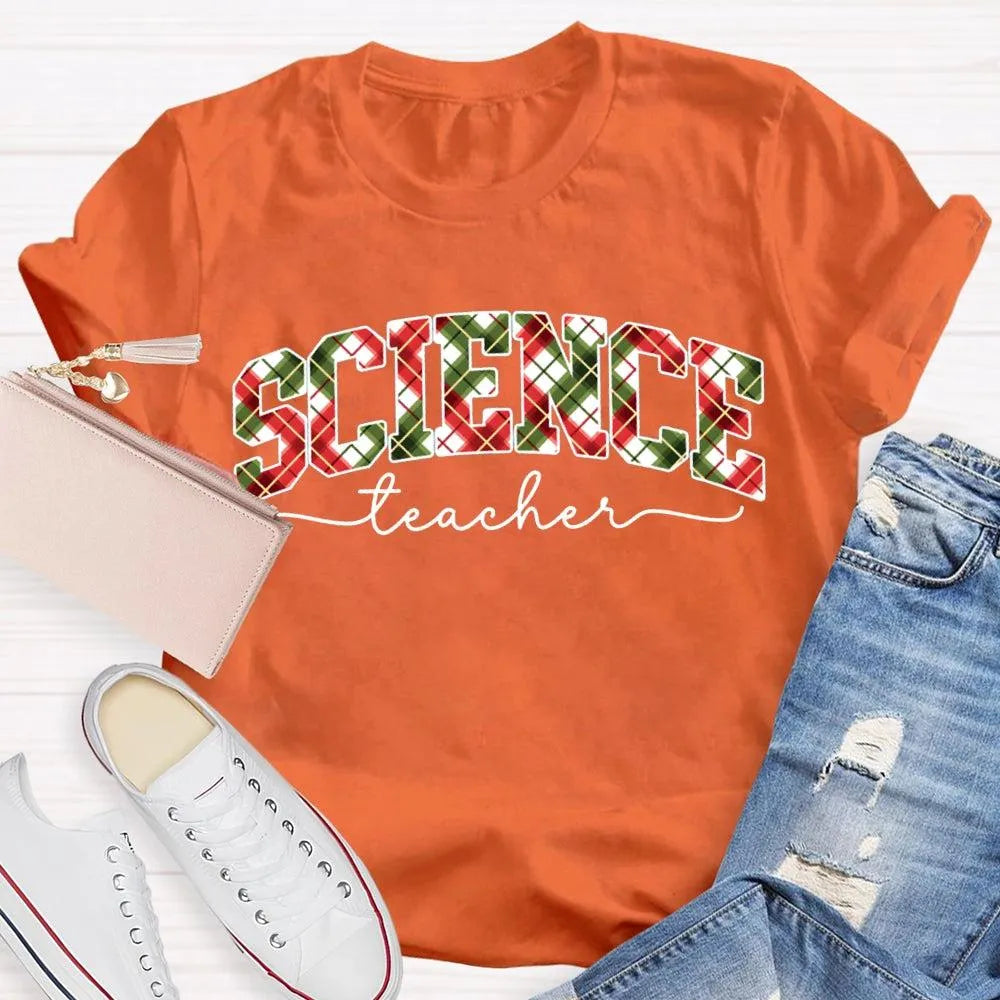 Festive Font Holiday Graphic Tee, Science Teacher Christmas T-Shirt, STEM Educator Xmas Shirt, Adorable Science Teacher Holid