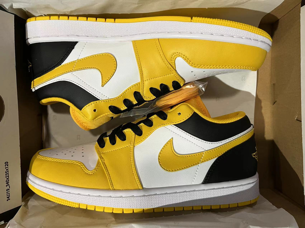 Low Top Sneakers, Black Yellow Colorway, Lace Up Design, Casual Gift for Sneaker Fans