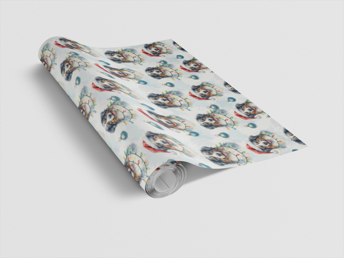Aussie Dog Gift Wrap, Australian Shepherd Wrapping Paper, Christmas Puppy Wrapping Paper, Holiday Dog Lover Gift Wrap