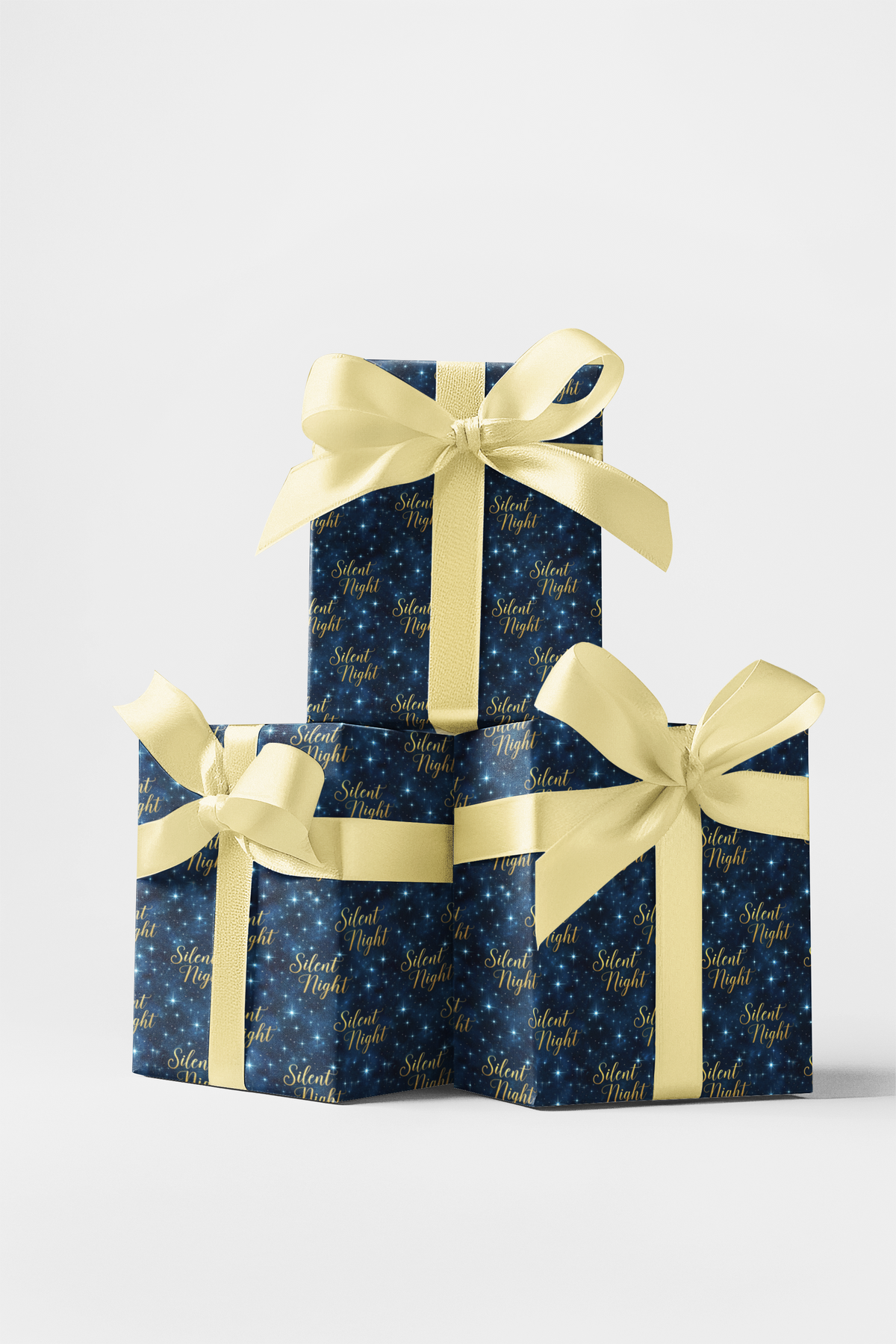 Midnight Blue Christmas Gift Wrap, O Holy Night Wrapping Paper, Gold Star Holiday Paper, Christian Xmas Gift Wrap, Winter Wra