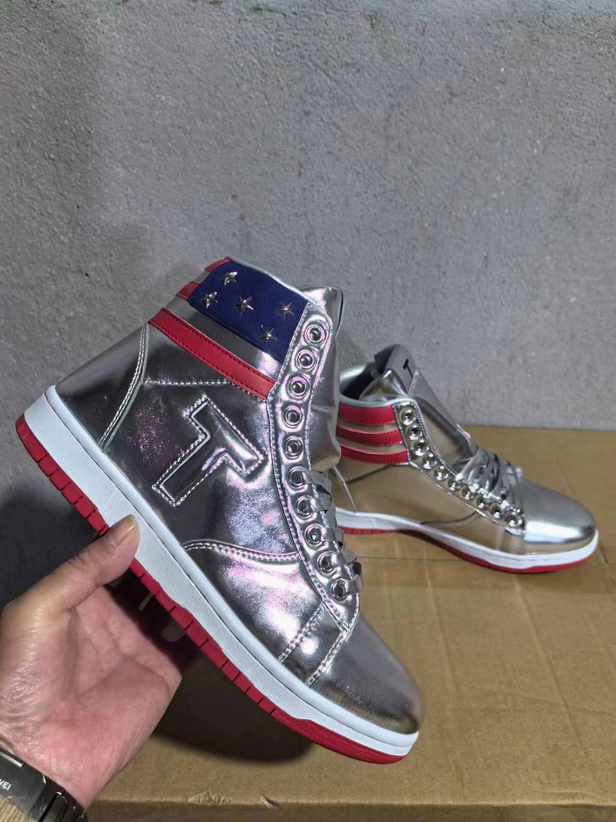 Boots, Silver Colorway, Lace Up Design, Casual Gift for Shoe Lovers