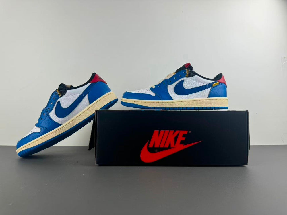 Low Top Sneakers, Blue White Yellow Colorway, Lace Up Design, Casual Gift for Sneaker Fans