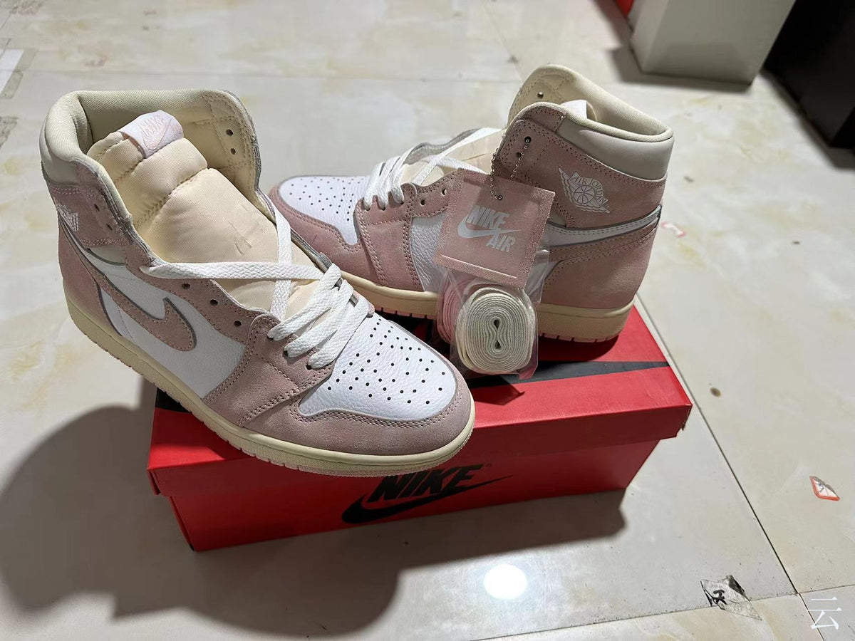 Retro High Top Sneakers, White Pink Colorway, Lace Up Design, Casual Gift for Sneaker Fans