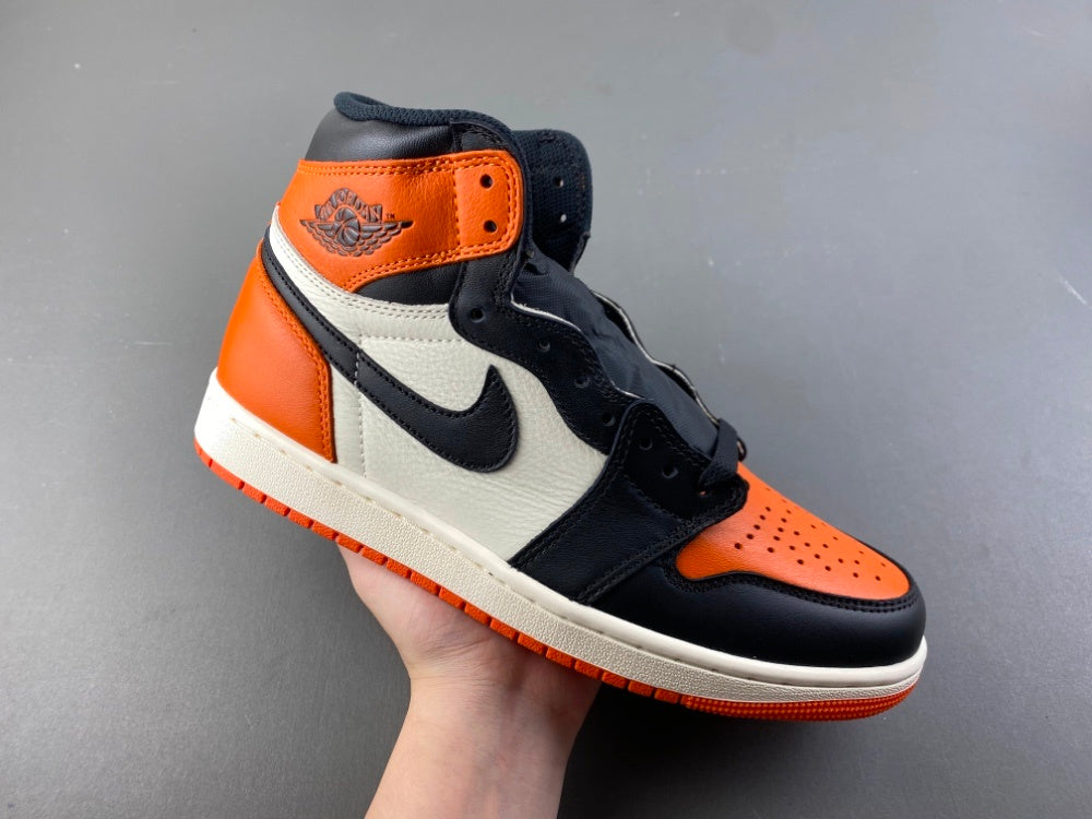 High Top Sneakers, Black White Orange Colorway, Lace Up Design, Casual Gift for Sneaker Fans