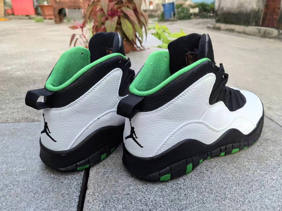 High Top Sneakers, White Black Green Colorway, Lace Up Design, Casual Gift for Sneaker Fans