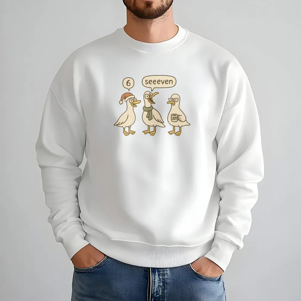 6 7 Math Teacher Pun Crewneck, Humorous Goose Christmas Sweatshirt, Goose Math Educator Sweater, Holiday Teacher Appreciation