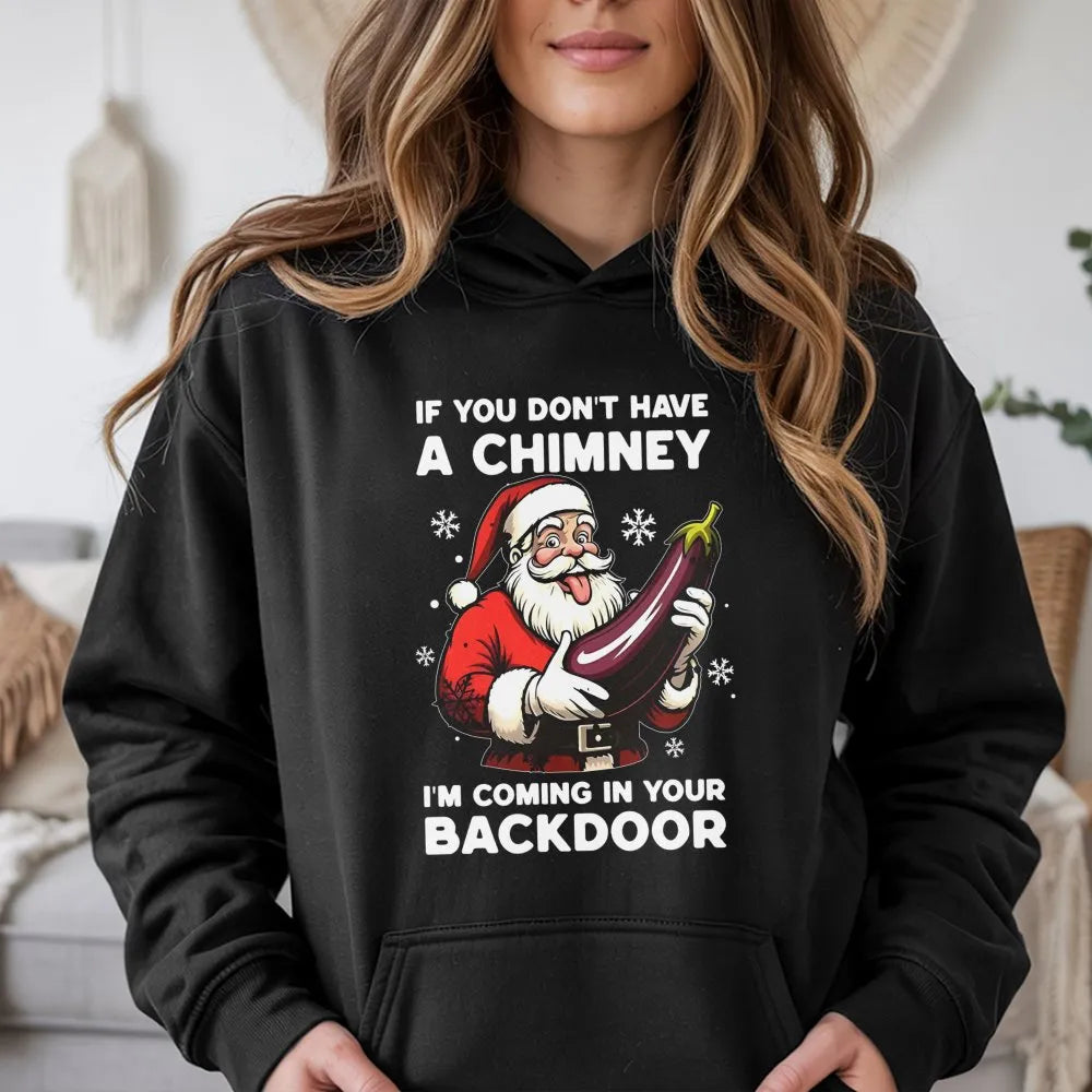 Dirty Christmas Eggplant Sweatshirt, Humorous Naughty Santa Hoodie, Hilarious Adult Gag Xmas Pullover Hoodie, Naughty Santa H