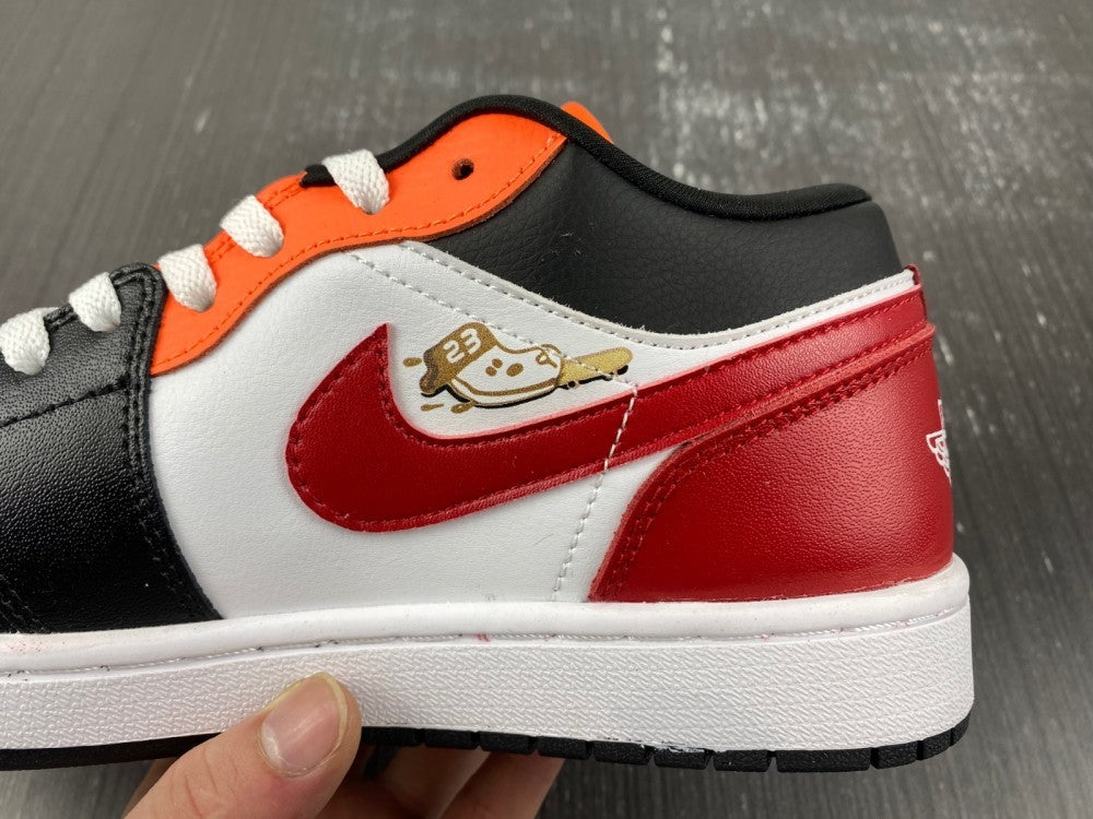 Low Top Sneakers, White Black Red Colorway, Lace Up Design, Casual Gift for Sneaker Fans