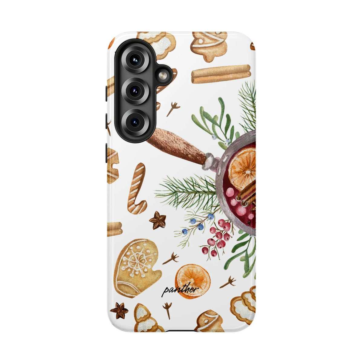 Holiday Baking Mulled Wine Watercolor Cover, Christmas Gingerbread Phone Case Samsung Galaxy, Festive Xmas Tough Samsung Case