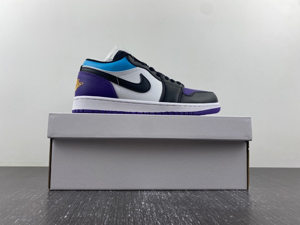 Low Top Sneakers, Black Purple Colorway, Lace Up Design, Casual Gift for Sneaker Fans