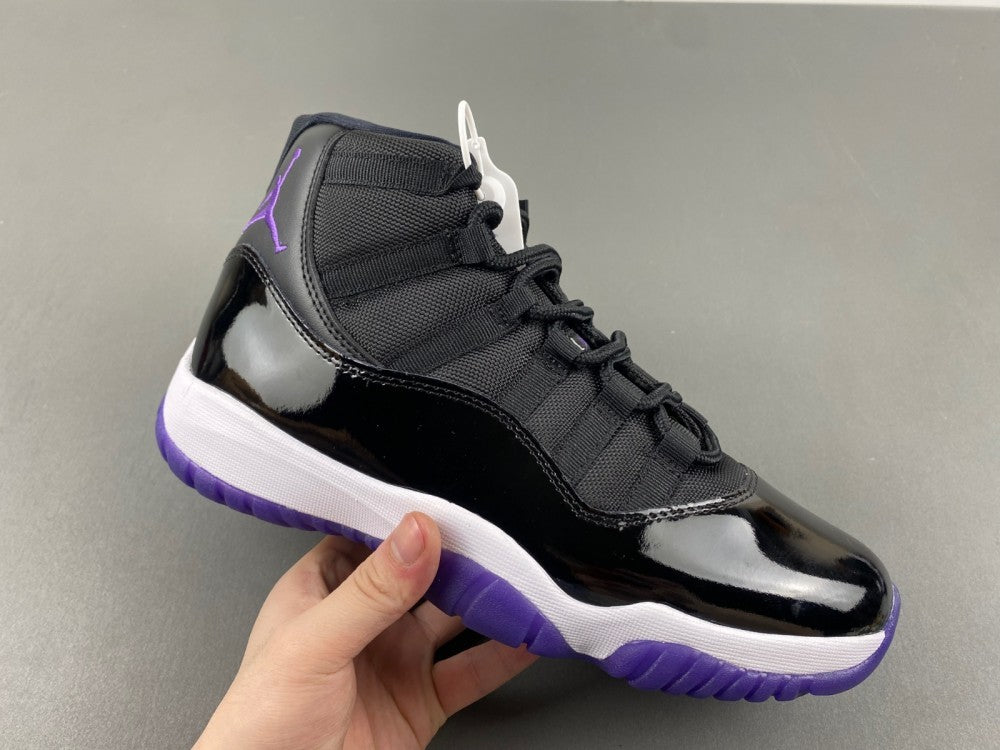 Retro High Top Sneakers, Black Purple Colorway, Leather Footwear, Lace Up Design, Casual Gift for Sneaker Fans