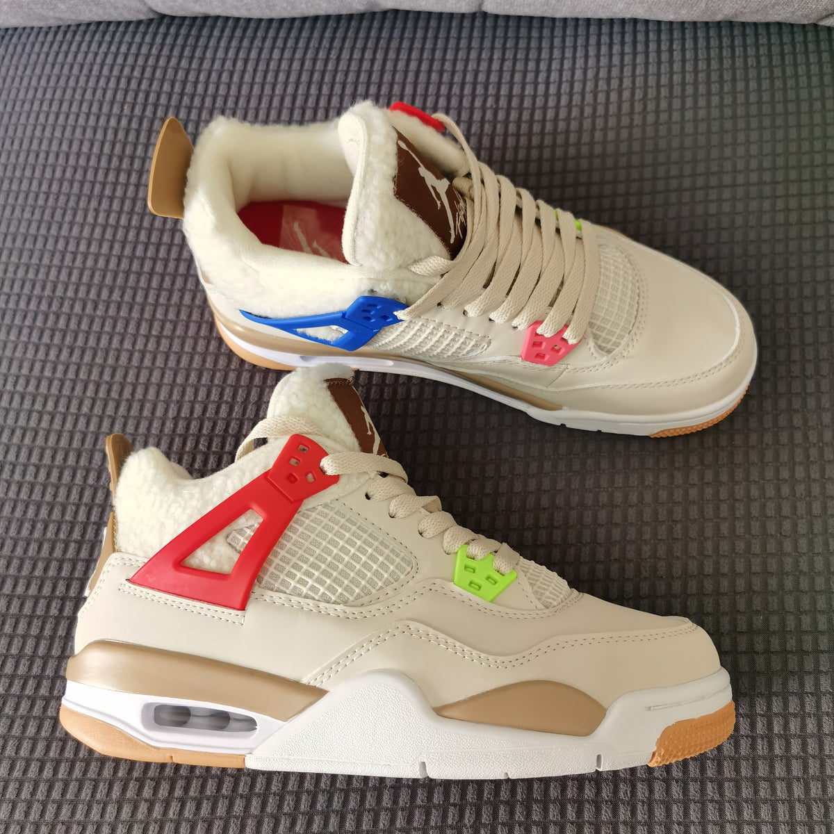 Basketball Shoes, White Tan Colorway, Mismatched Colorway, Lace Up Design, Casual Gift for Shoe Lovers