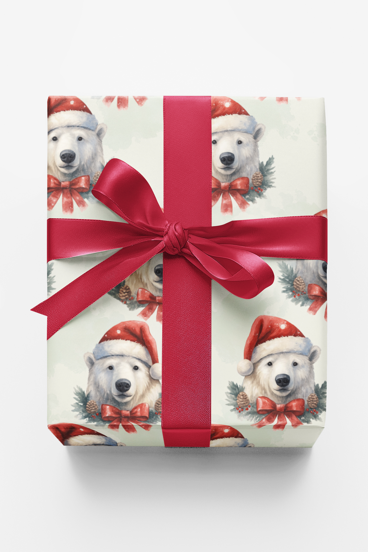 Adorable Holiday Gift Wrap, Polar Bear Christmas Wrapping Paper, Winter Animal Wrapping Paper, Kids Festive Gift Wrap Roll, X
