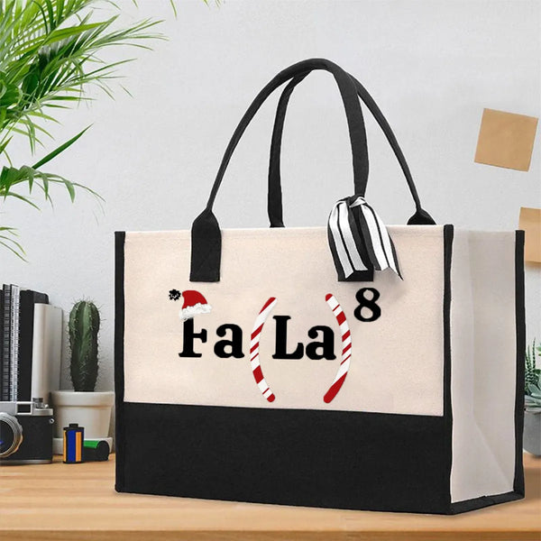 Fa La La Holiday Bag, Math Teacher Christmas Tote Bag, Reusable School Canvas Tote, Winter Vacation Educator Appreciation Pre