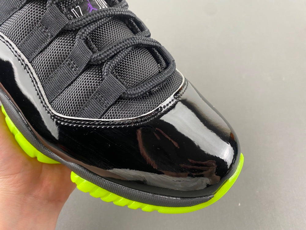 Low Top Sneakers, Neon Green Black Colorway, Lace Up Design, Casual Gift for Sneaker Fans