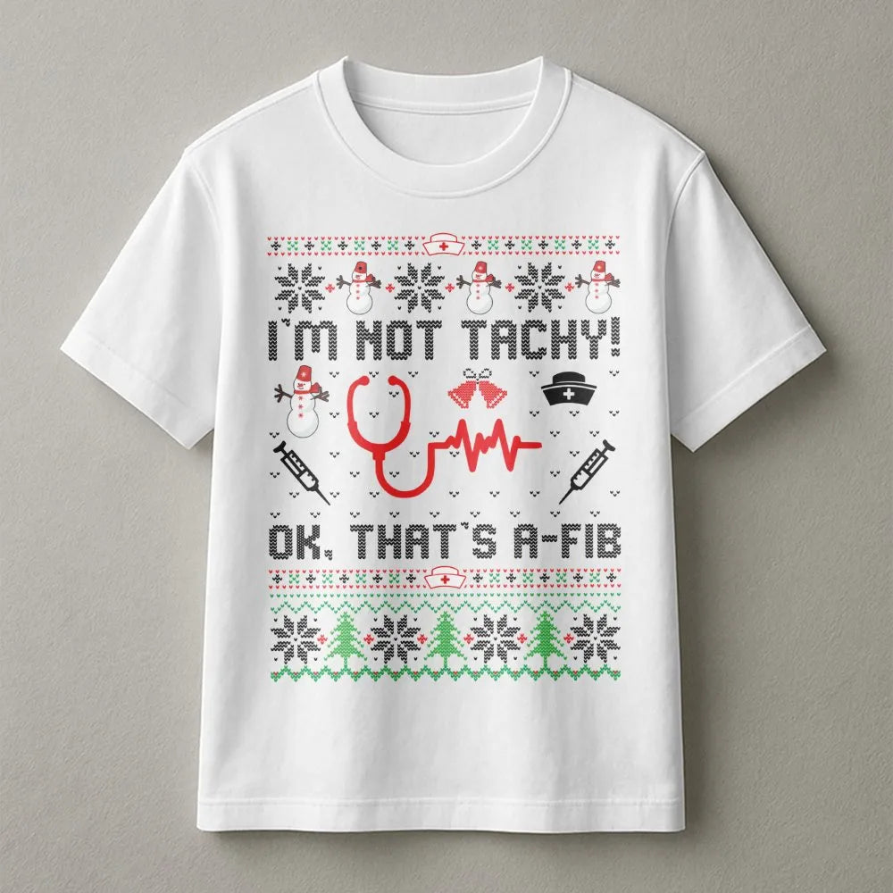 Humorous Medical Ugly Sweater Shirt, Nurse Christmas T-Shirt, Holiday Doctor Tee, Adorable Hospital Staff Graphic T-Shirt, Xm