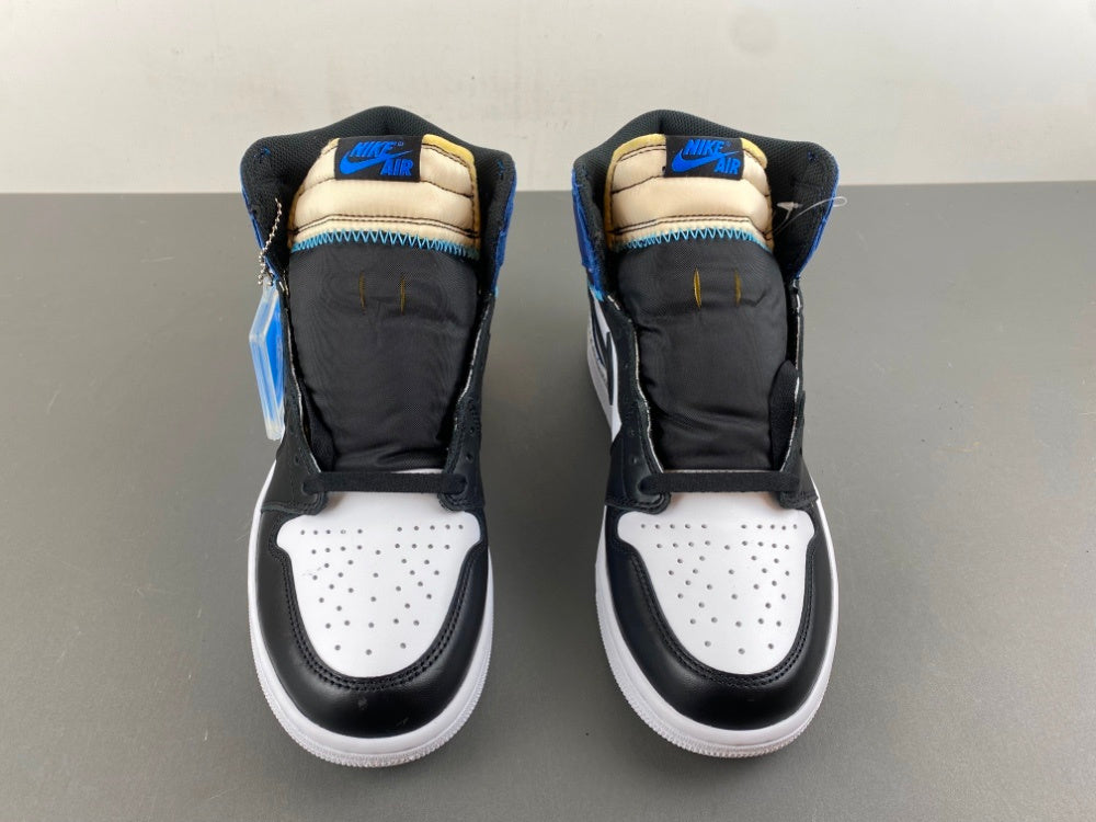 High Top Sneakers, White Black Blue Colorway, Lace Up Design, Casual Gift for Sneaker Fans