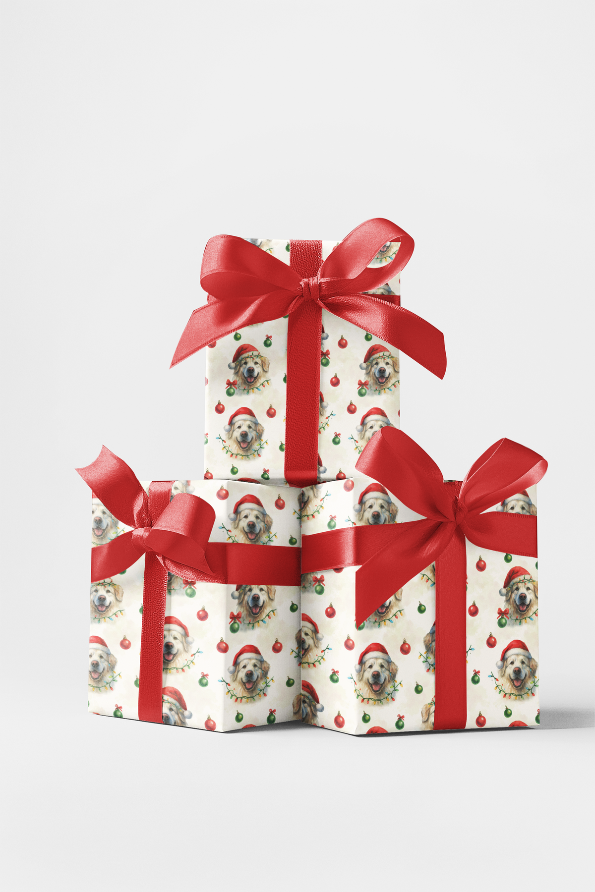 Santa Dog Gift Wrap, Golden Retriever Christmas Wrapping Paper, Golden Retriever Wrapping Paper, Xmas Present Wrap, Dog Lover