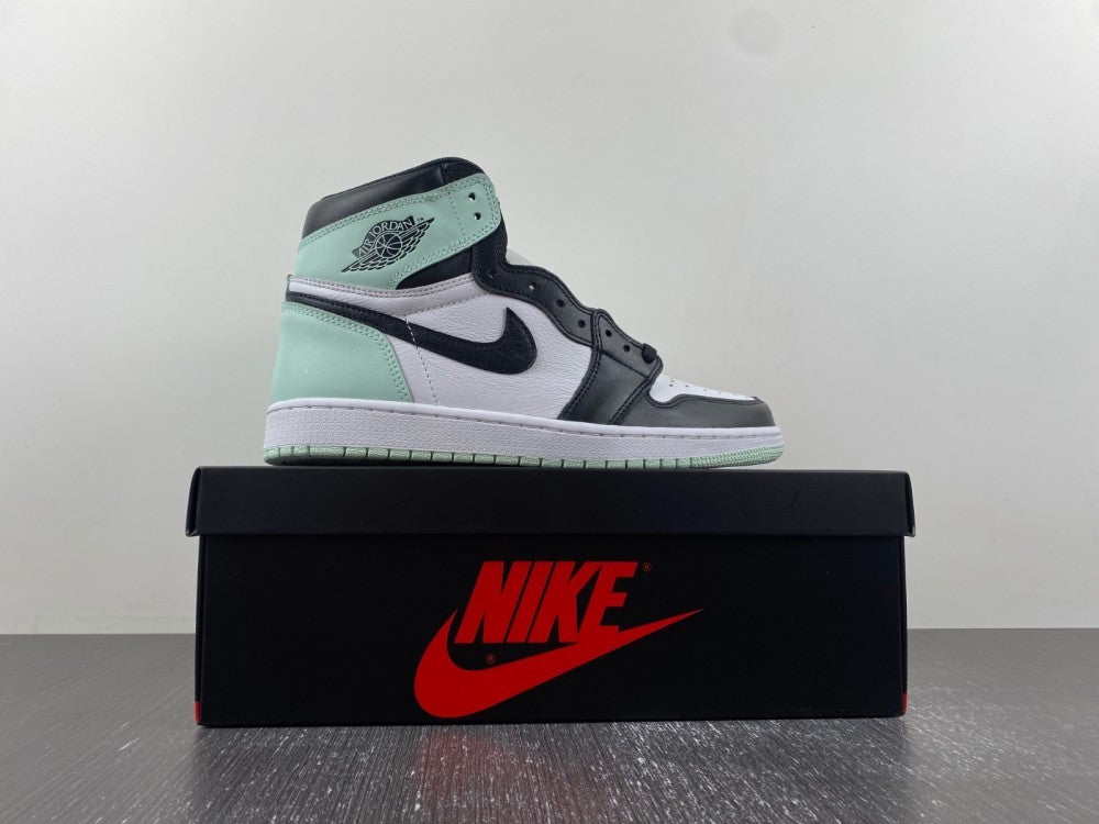Retro High Top Sneakers, Mint Green Black Colorway, Lace Up Design, Casual Gift for Sneaker Fans