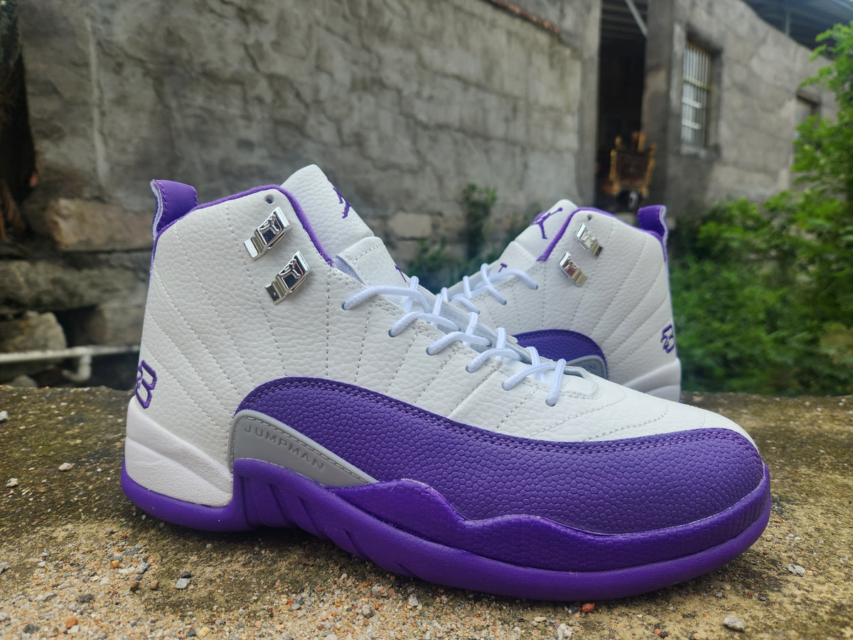High Top Sneakers, White Purple Colorway, Lace Up Design, Casual Gift for Sneaker Fans