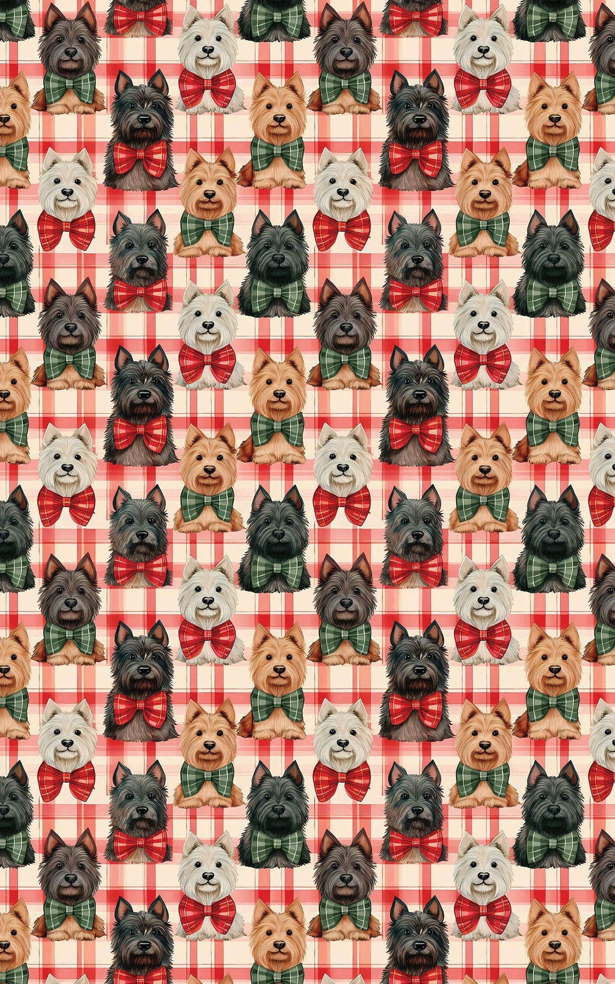 Plaid Dog Gift Wrap, Scottish Terrier Christmas Wrapping Paper, Scottie Holiday Gift Wrap, Festive Dog Lover Present Paper, T