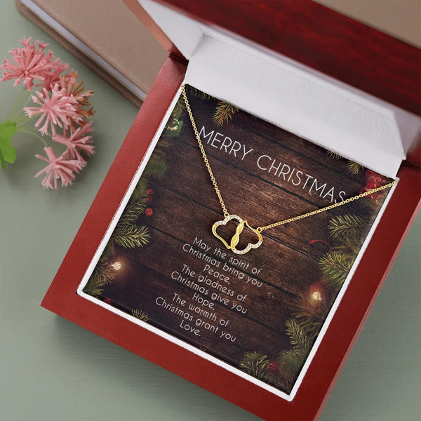 10k Solid Gold Diamond Heart Pendant, Everlasting Love Heart Necklace, LED Luxury Box Heart Necklace, Wife Christmas Jewelry 