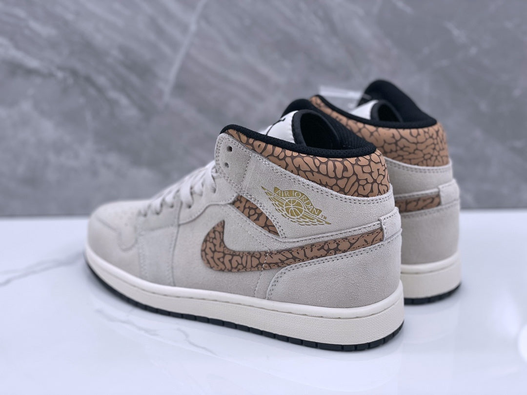 Mid Top Sneakers, Gray Brown Colorway, Lace Up Design, Casual Gift for Sneaker Fans