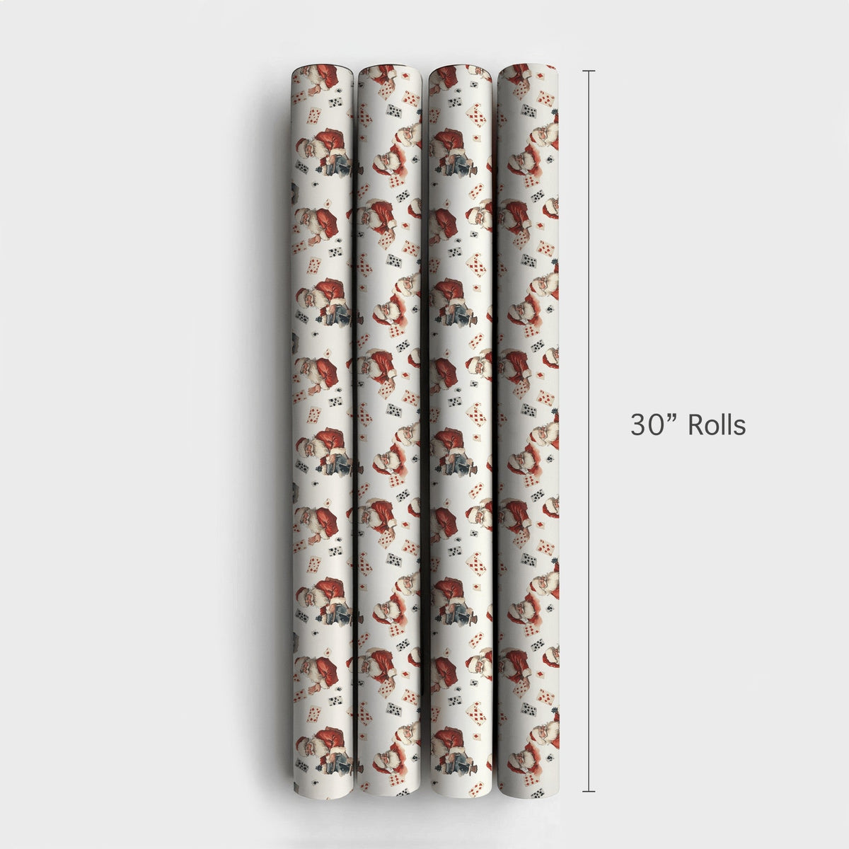 Whimsical Magic Trick Gift Wrap, Vintage Santa Playing Cards Wrapping Paper, Retro Christmas Paper, Holiday Present Wrap