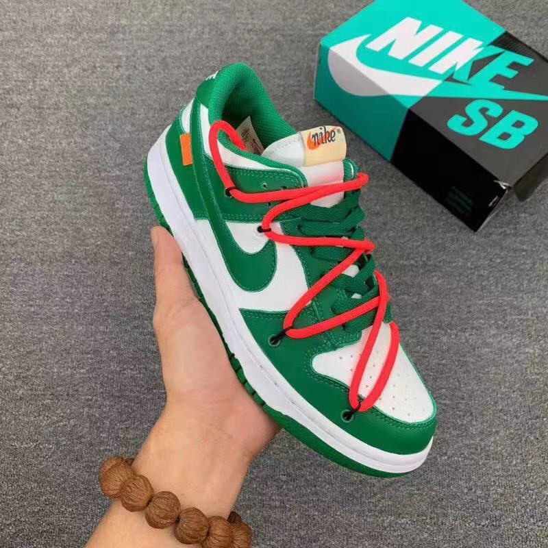 Low Top Sneakers, Green Off White Colorway, Lace Up Design, Casual Gift for Sneaker Fans