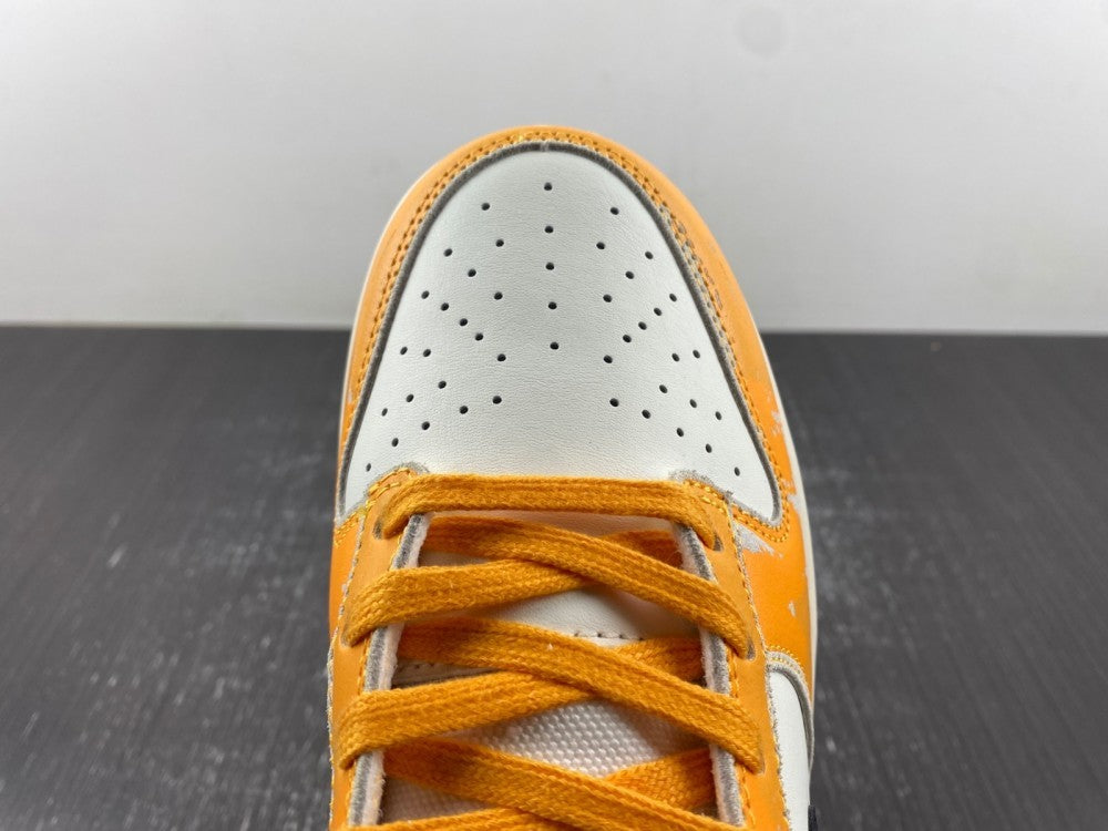 Distressed Low Top Sneakers, Blue White Yellow Colorway, Lace Up Design, Distressed Finish, Casual Gift for Sneaker Fans