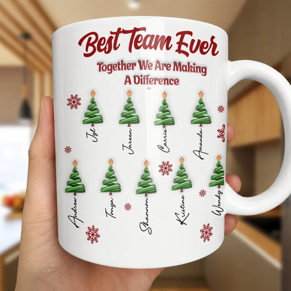 Custom Christmas Tree Office Mug, Best Team Ever Personalized Ceramic Mug, Coworker Holiday Coffee Cup, Appreciation Mug Pres