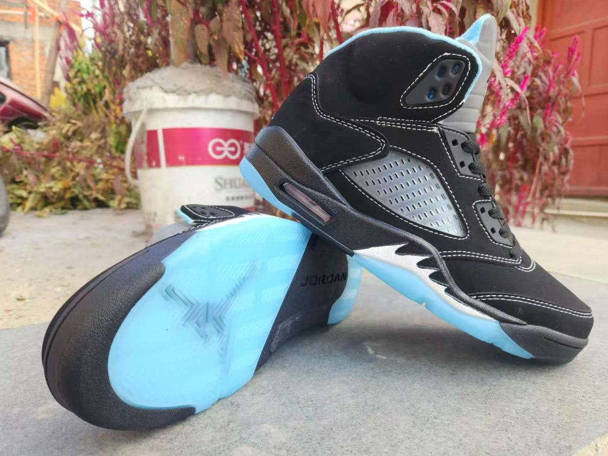 High Top Sneakers, University Blue Black Colorway, Lace Up Design, Casual Gift for Sneaker Fans