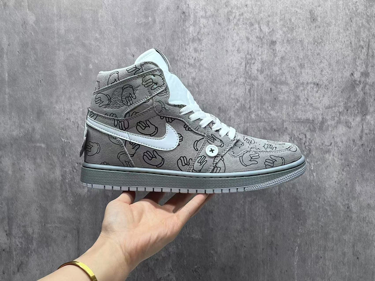High Top Sneakers, Gray Colorway, Lace Up Design, Casual Gift for Sneaker Fans