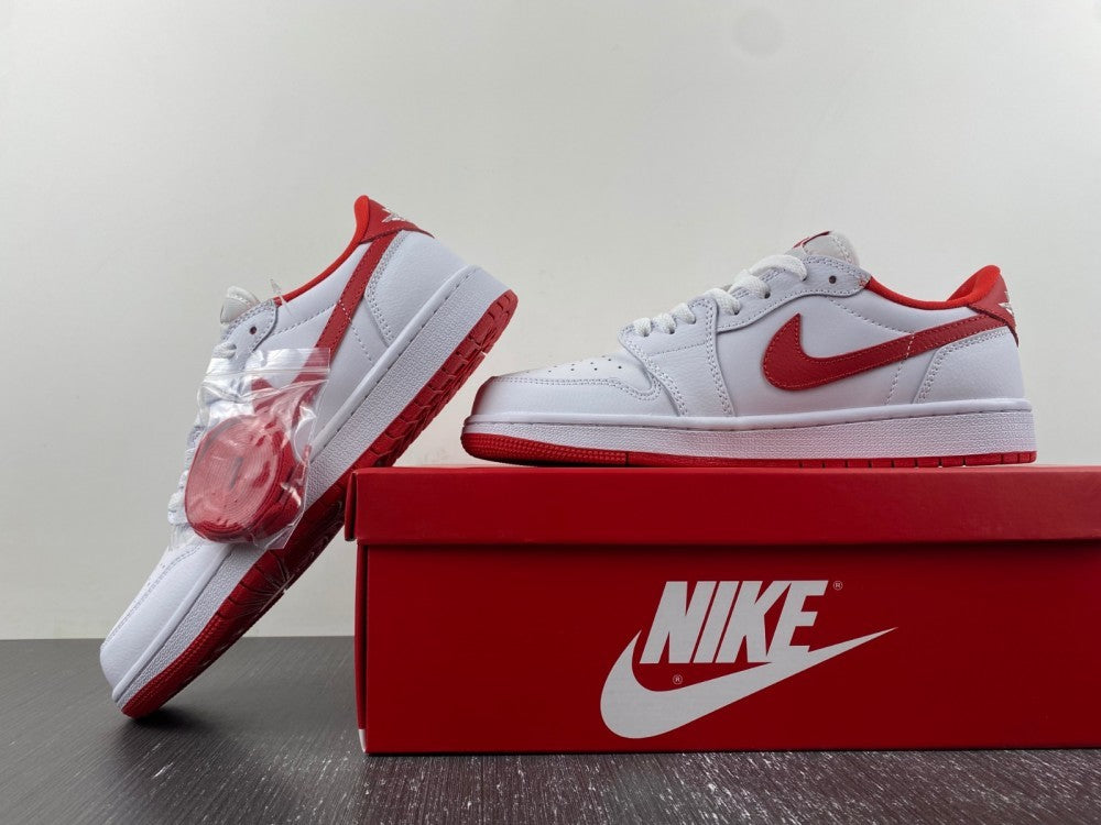 Low Top Sneakers, White Red Colorway, Lace Up Design, Casual Gift for Sneaker Fans