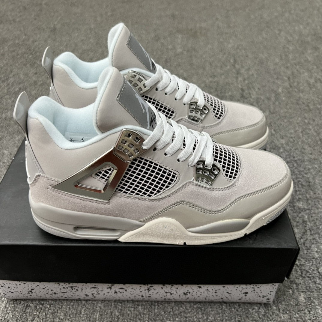 Retro Basketball Shoes, Gray Silver Colorway, Metallic Finish, Lace Up Design, Casual Gift for Shoe Lovers