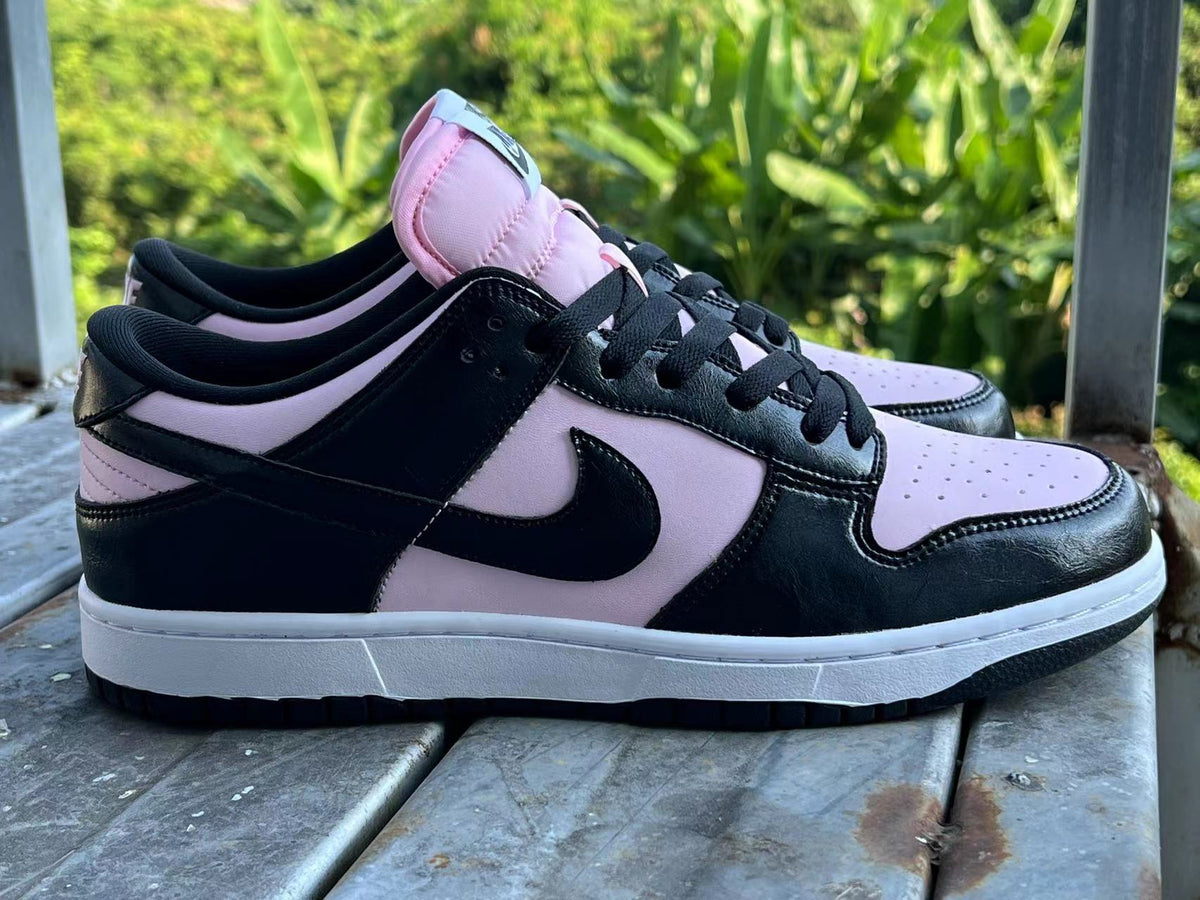 Low Top Sneakers, Black Pink Colorway, Lace Up Design, Casual Gift for Sneaker Fans