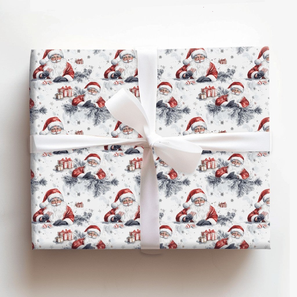 Whimsical Christmas Gift Wrap, Santa Playing Cards Wrapping Paper, Holiday Present Paper, Festive Xmas Wrapping Paper Roll, W