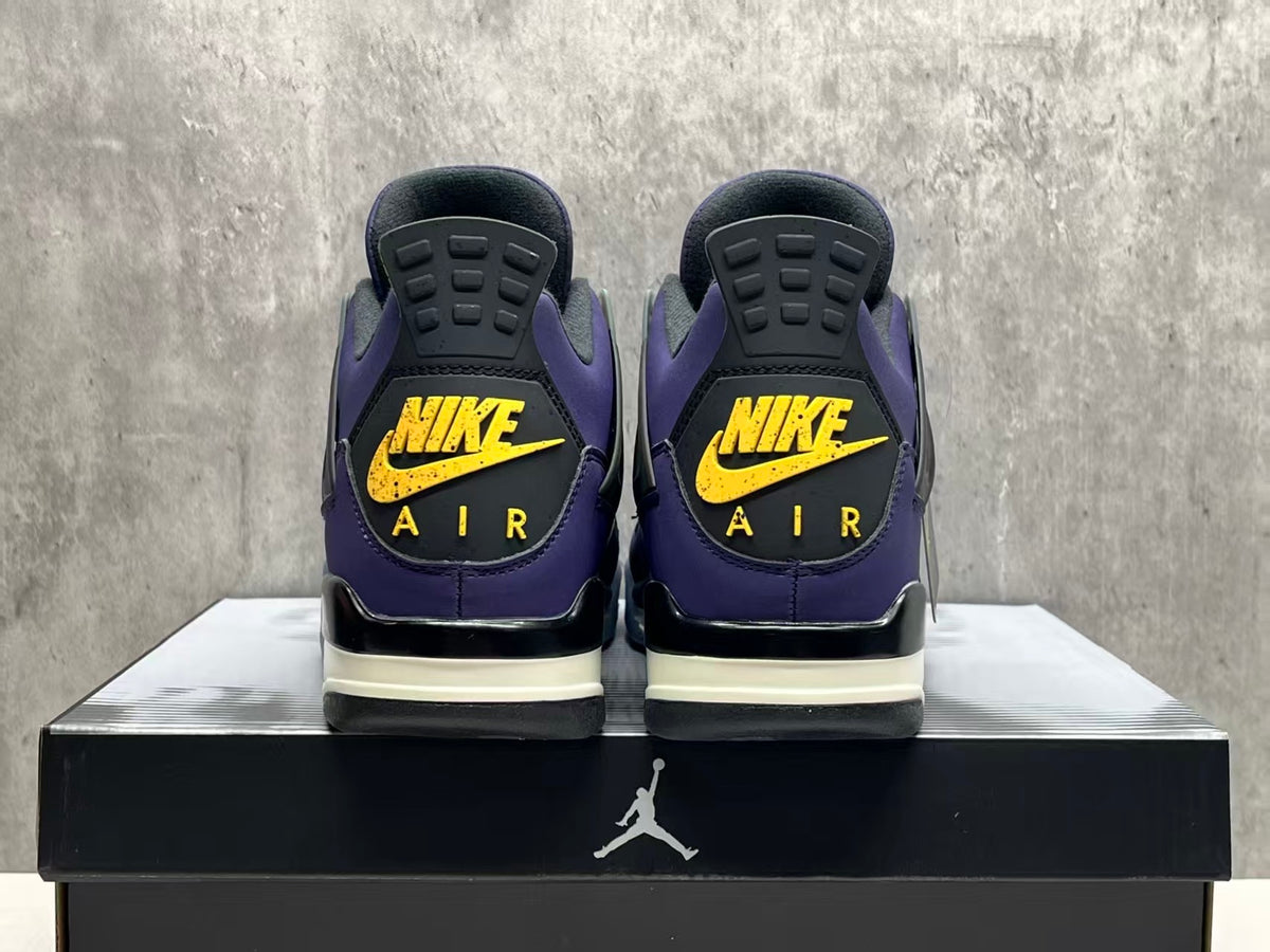 Mid Top Sneakers, Purple Gold Colorway, Lace Up Design, Casual Gift for Sneaker Fans