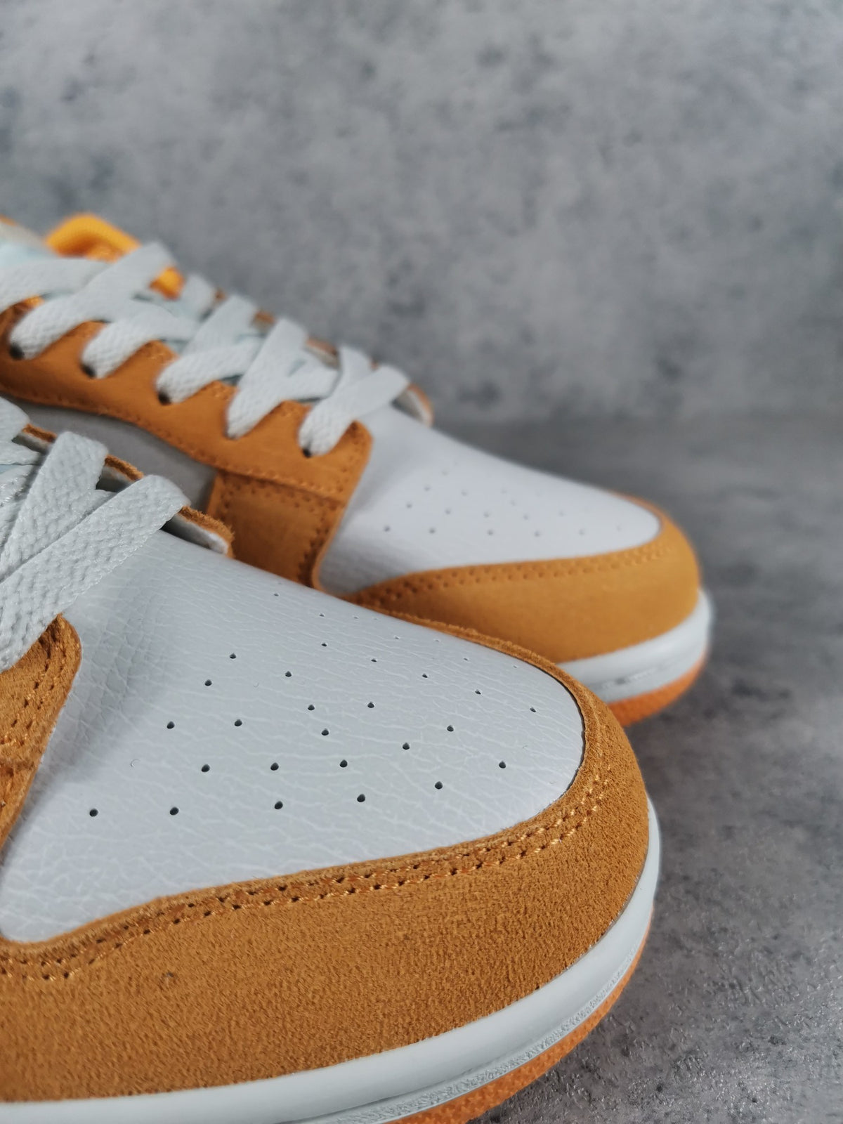 Low Top Sneakers, White Orange Colorway, Lace Up Design, Casual Gift for Sneaker Fans