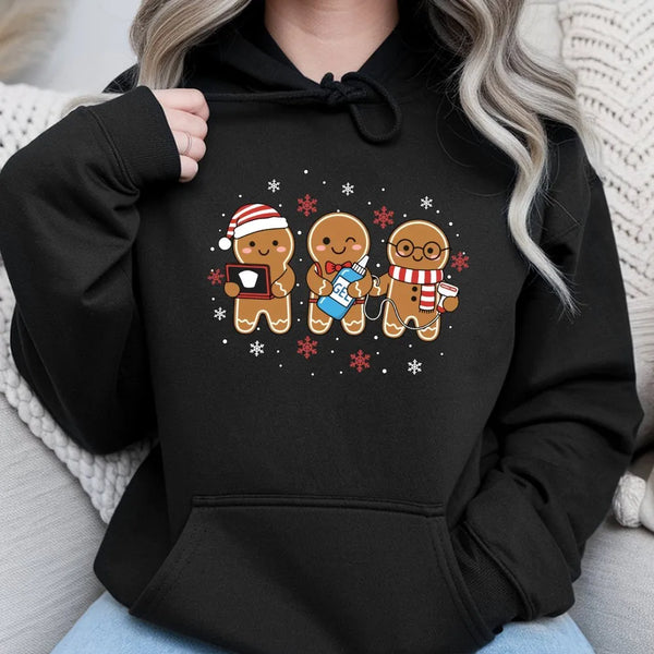 Gingerbread Sonographer Hoodie, Ultrasound Tech Christmas Hoodie, Adorable Radiology Holiday Hooded Sweatshirt, Sonography Xm