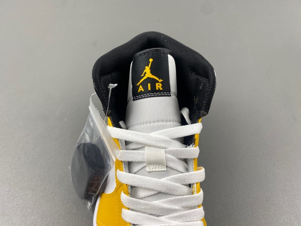 Mid Top Sneakers, White Black Yellow Colorway, Lace Up Design, Casual Gift for Sneaker Fans