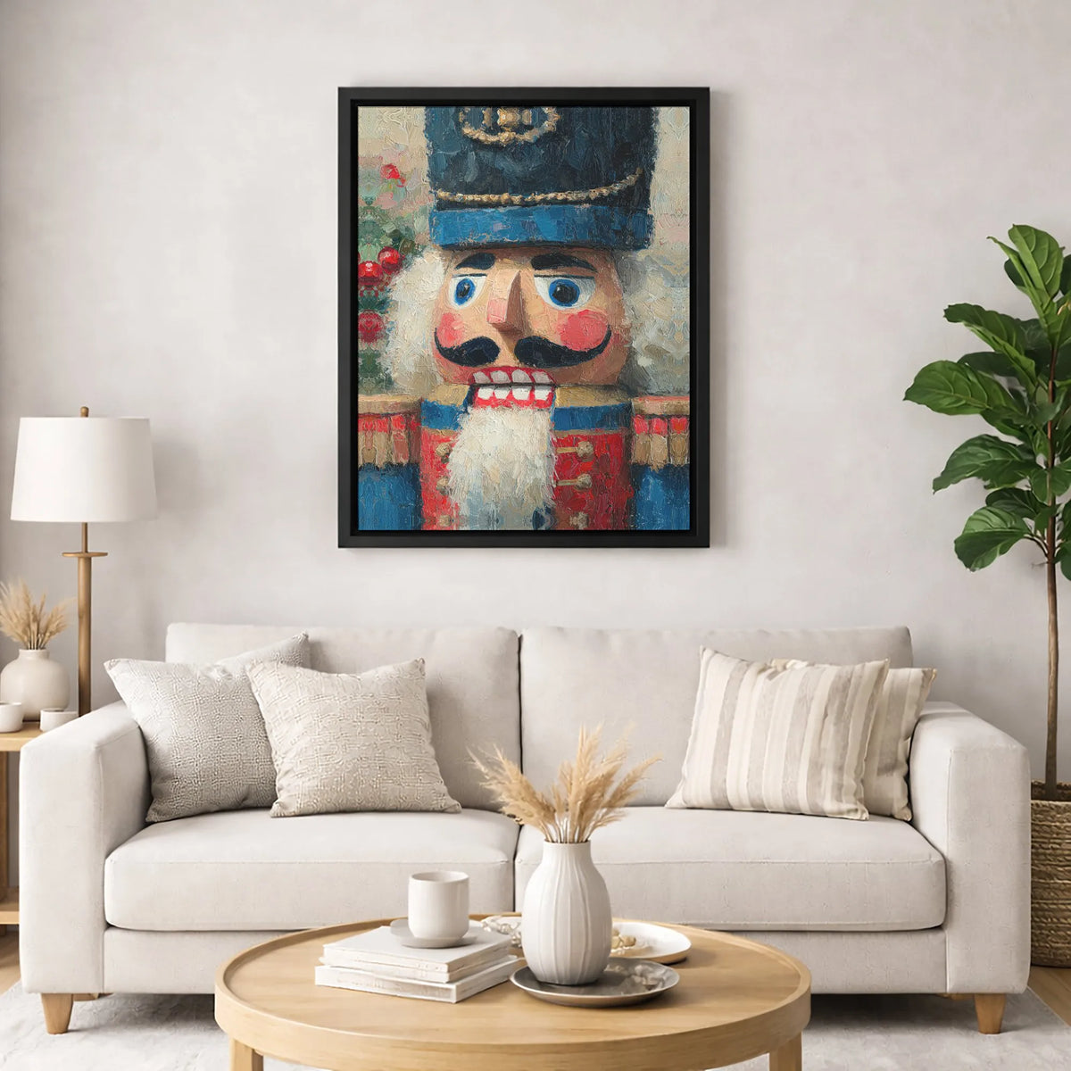 Festive Oil Impasto Nutcracker Canvas Print, Nutcracker Canvas Wall Art, Holiday Nutcracker Canvas Decor, Vintage Christmas A