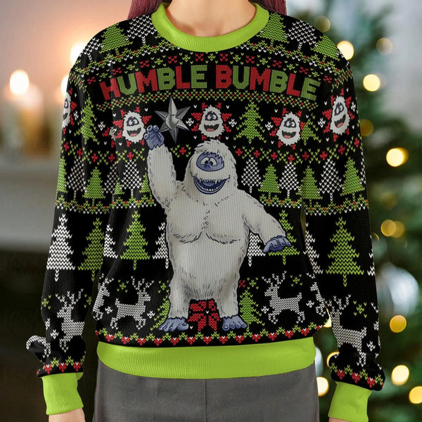 Rudolph Yeti Ugly Christmas Sweater, Humble Bumble Abominable Snowman Sweatshirt, Retro Winter Monster Holiday Crewneck, Fan 